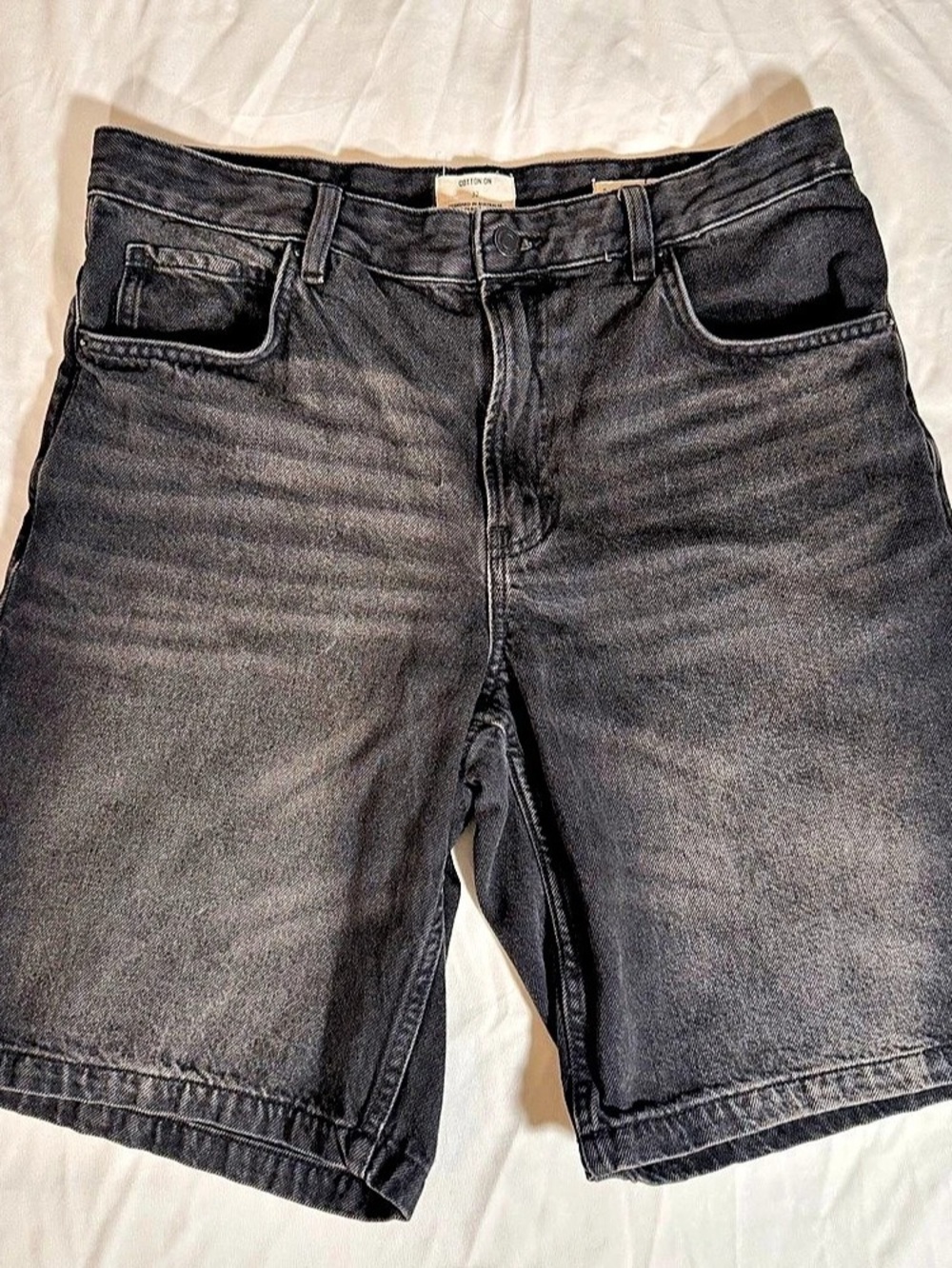 COTTON:ON Baggy Denim Short Black Baggy Denim Shorts Waist 32